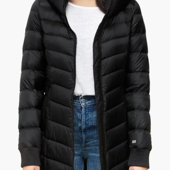 Soia & Kyo Black Hooded Down Puffer Coat Size XL - Picture 1 of 7